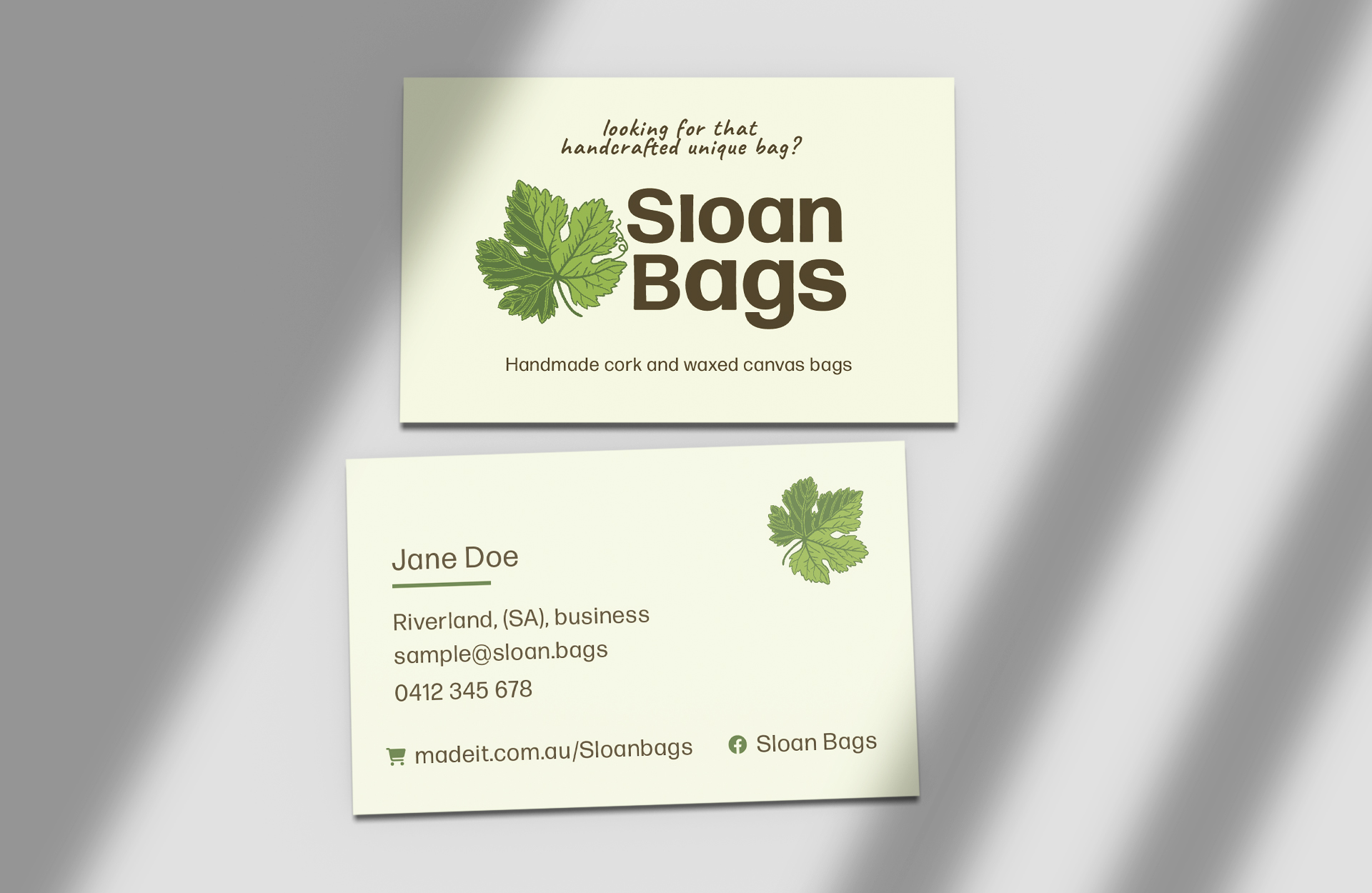 Sloan bags business cards